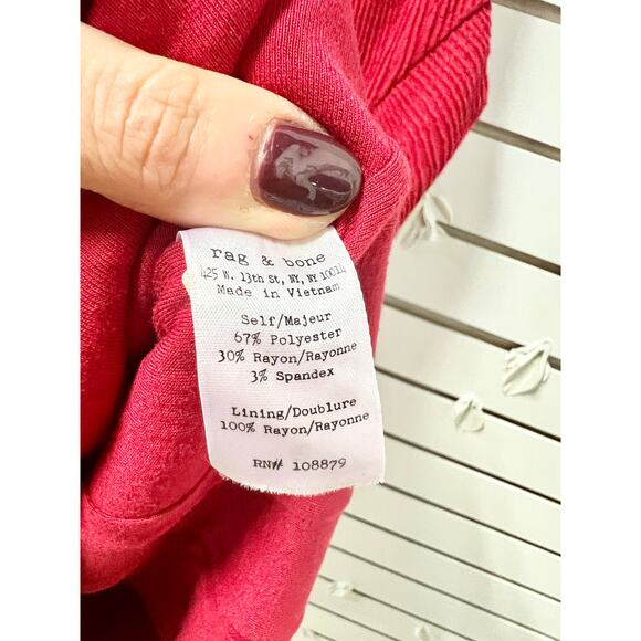 Rag & Bone Geneva Textured Sleeveless Fit & Flare Mini Dress Red Women's Size M - Picture 7 of 7